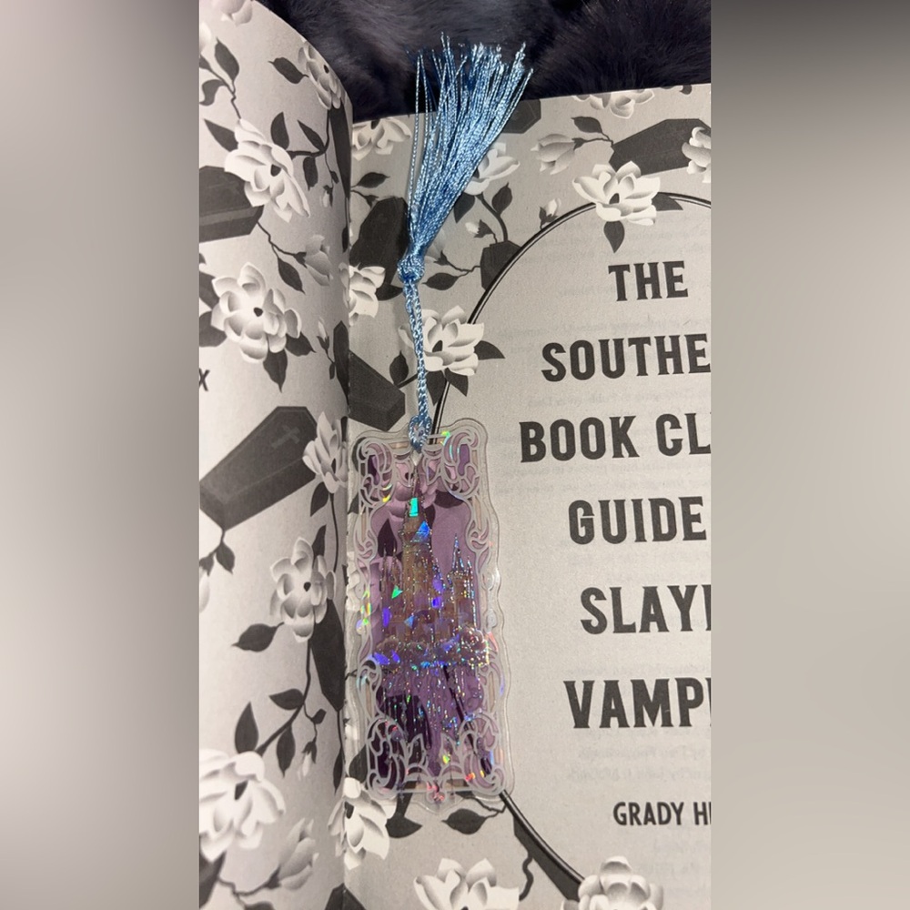 Purple Glitter Bookmark with Blue Tassel